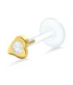 Heart Shaped Stone Set Labret Silver LA-60-1